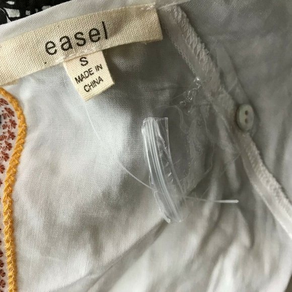 Easel Embroidered Tunic‎ Top White Long Sleeve  NWT - Picture 6 of 8